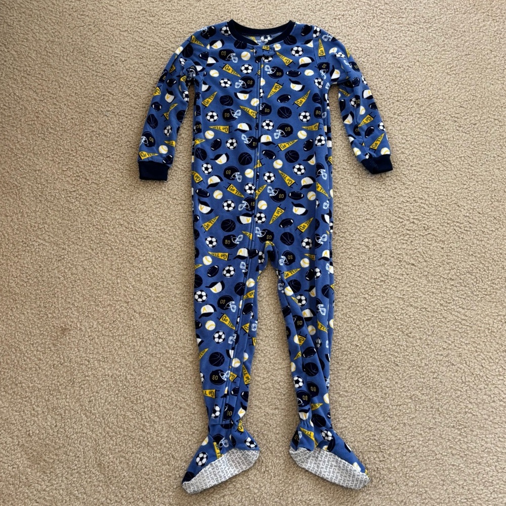 Carter's Little Boys Blue Sport Print Footed Onesie Size 5T